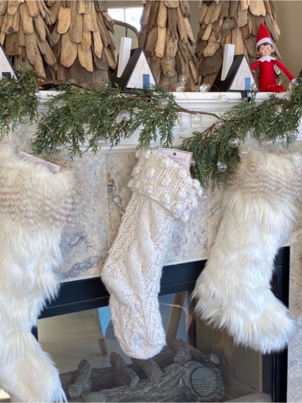 Anthropologie Cream Chunky Knit Stocking faux fur other listing